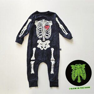 Rags to Raches Halloween Skelly Skeleton Glow in the Dark Romper Onesie 18-24M